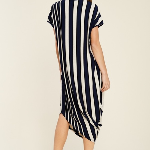 Happy Stripes Short Sleeve Asymmetrical Dress - Picture 2 of 5